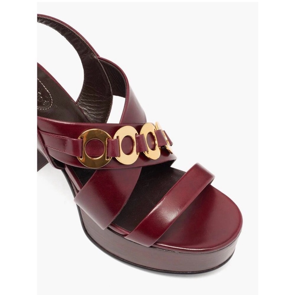 SEE BY CHLOÉ Burgundy Chain-Link Leather Platform
Sandals NWOT 38 - Picture 6 of 15